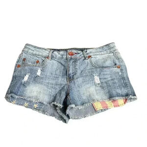 Dollhouse Light Washed Distressed Stars Stripes Pocket Shorts Juniors size 13